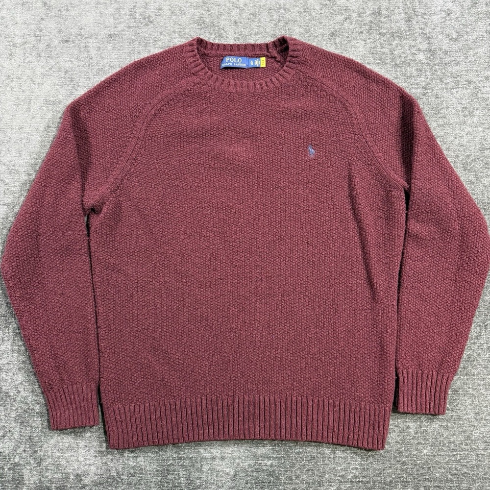 Polo Ralph Lauren Sweater‎ Men's Size XL Burgundy Crewneck Pullover Wool Blend